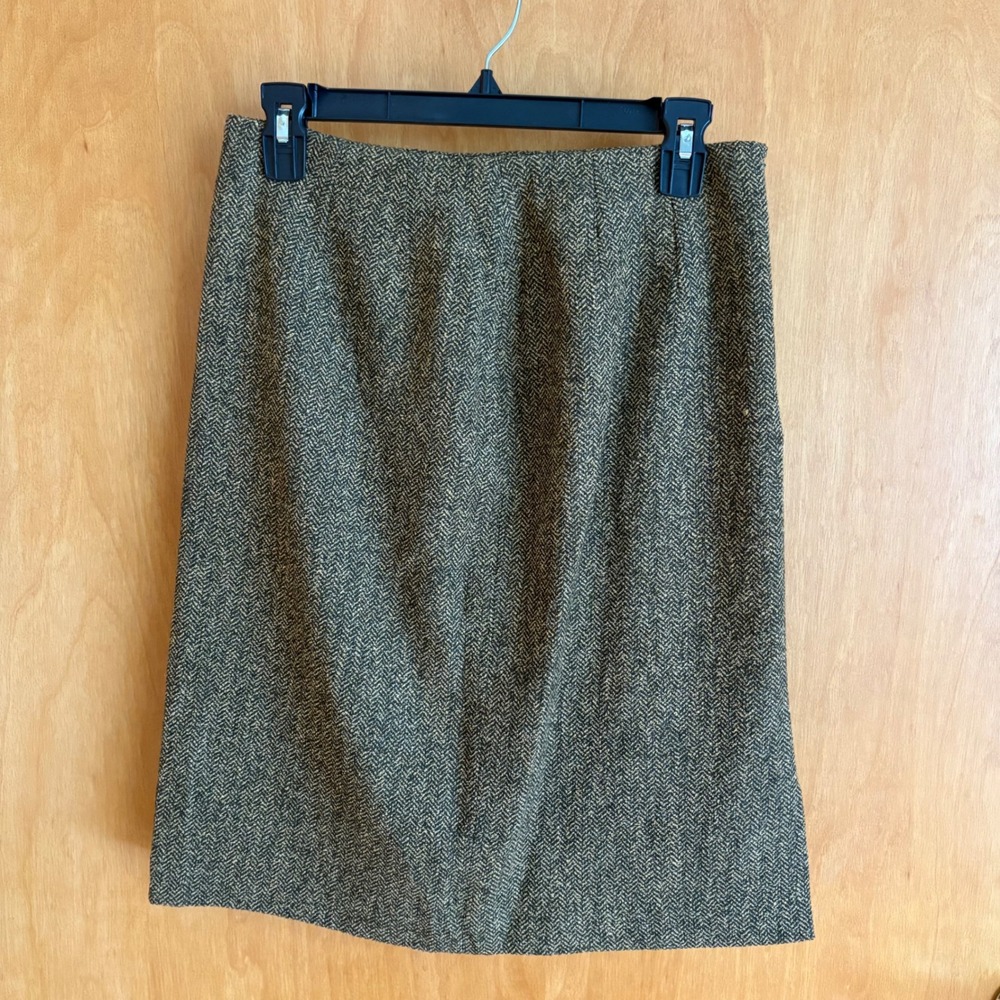 Jax‎ Herringbone Skirt Wool Blend Career Pencil Knee Length Classic Style